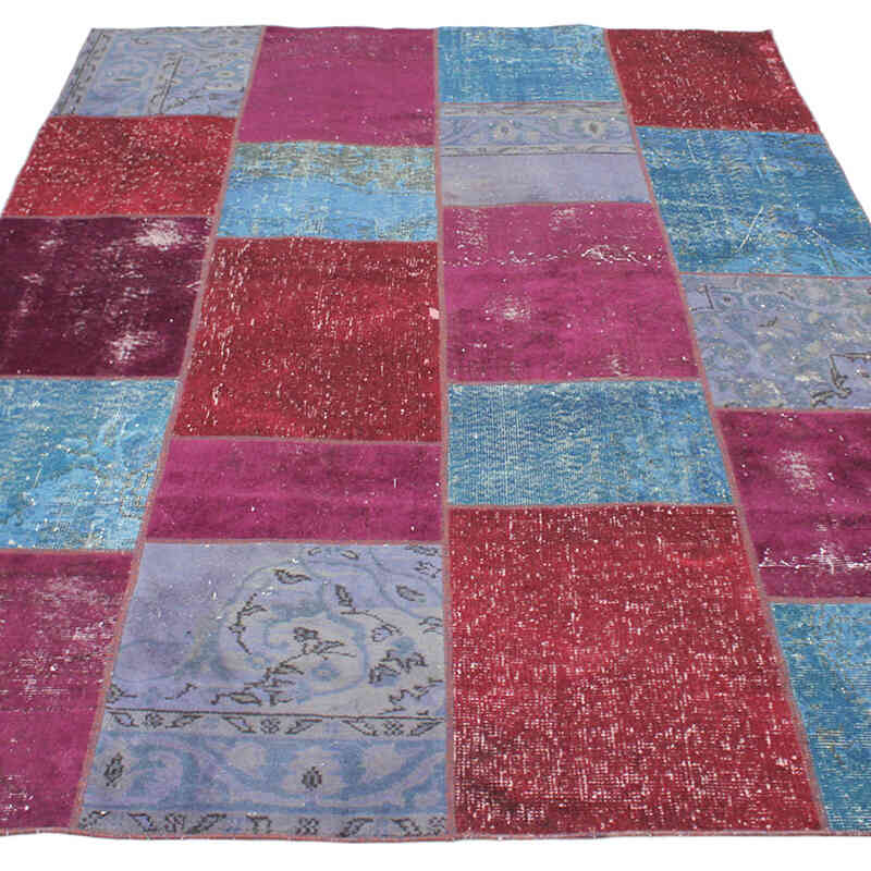 Patchwork Hand-Knotted Turkish Rug - 5' 8" x 8'  (68" x 96") - K0076609