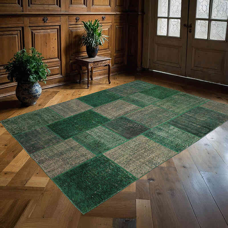 Patchwork Hand-Knotted Turkish Rug - 5' 8" x 8'  (68" x 96") - K0076610