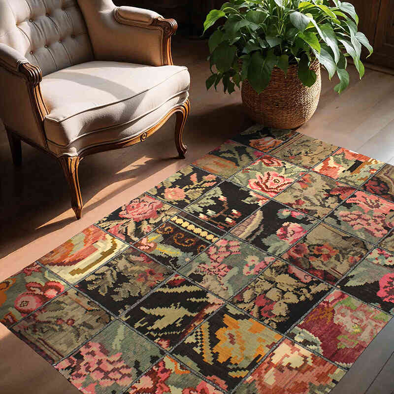 Alfombra Kilim de Retazos - 131 cm x 174 cm - K0076624