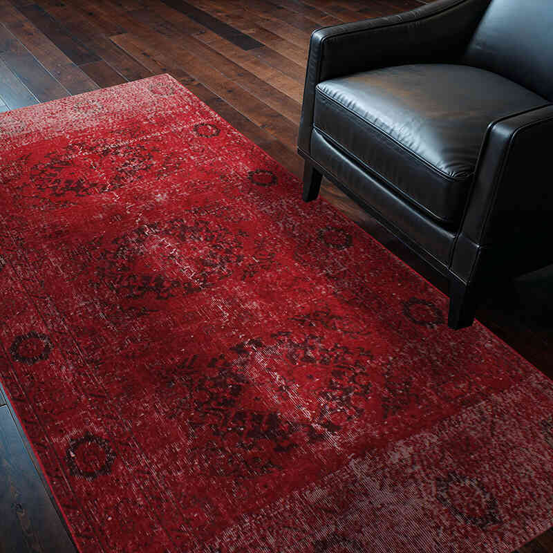 Boyalı El Dokuma Vintage Halı - 116 cm x 206 cm - K0076633