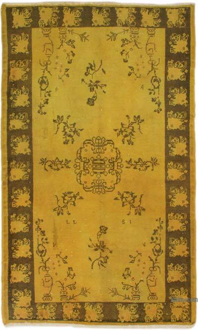 Boyalı El Dokuma Vintage Halı - 120 cm x 202 cm