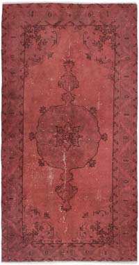 Boyalı El Dokuma Vintage Halı - 109 cm x 210 cm