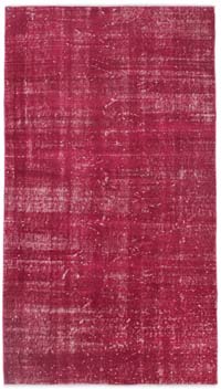 Kırmızı Boyalı El Dokuma Vintage Halı - 111 cm x 200 cm