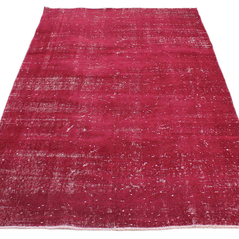Rojo Alfombra Turca Vintage Sobre-teñida - 111 cm x 200 cm - K0076648