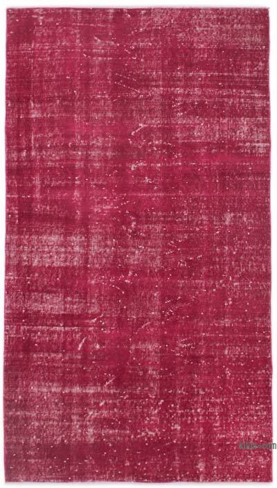 Kırmızı Boyalı El Dokuma Vintage Halı - 111 cm x 200 cm