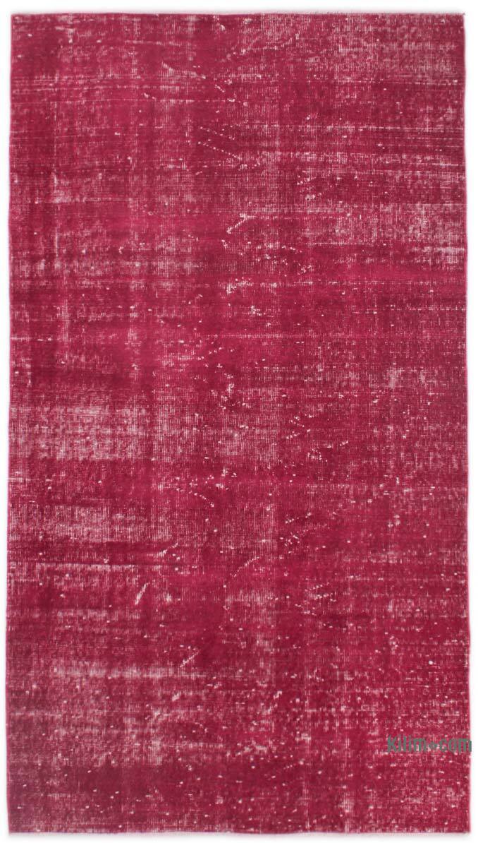 Rojo Alfombra Turca Vintage Sobre-teñida - 111 cm x 200 cm - K0076648