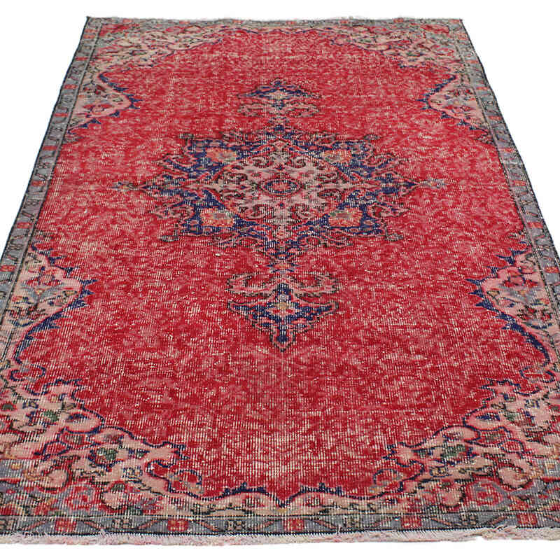 Alfombra Vintage Turca Anudada a Mano - 124 cm x 219 cm - K0076723