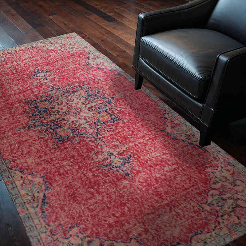 Alfombra Vintage Turca Anudada a Mano - 124 cm x 219 cm - K0076723