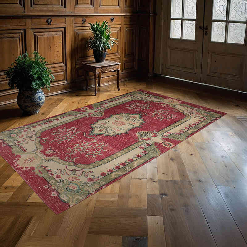Vintage Turkish Hand-Knotted Rug - 4' 8" x 8' 2" (56" x 98") - K0076733