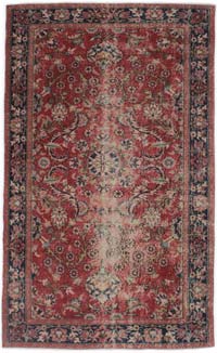 Alfombra Vintage Turca Anudada a Mano - 135 cm x 227 cm