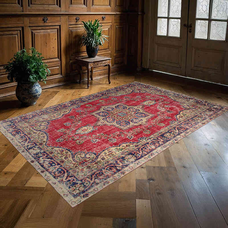 Alfombra Vintage Turca Anudada a Mano - 165 cm x 256 cm - K0076744