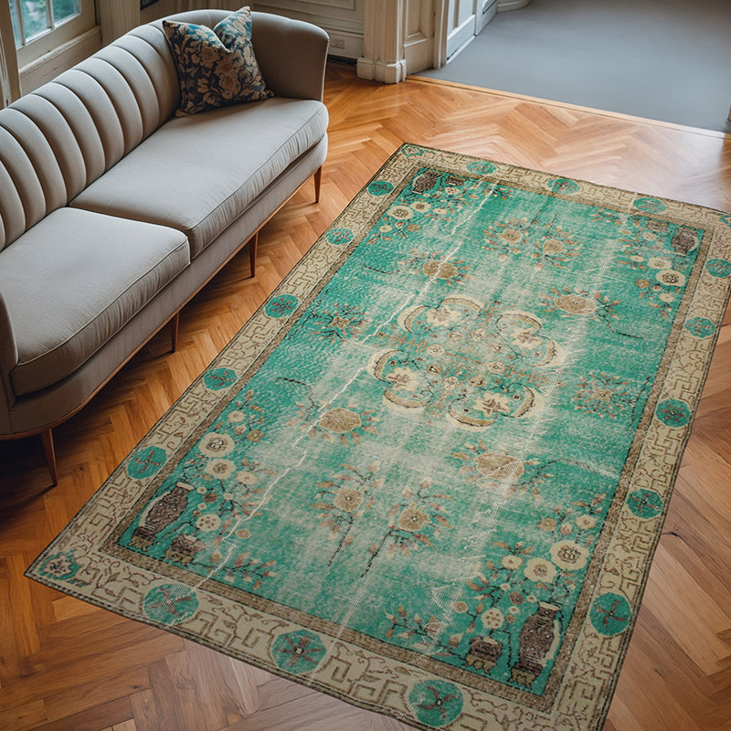 Alfombra Vintage Turca Anudada a Mano - 166 cm x 272 cm - K0076748