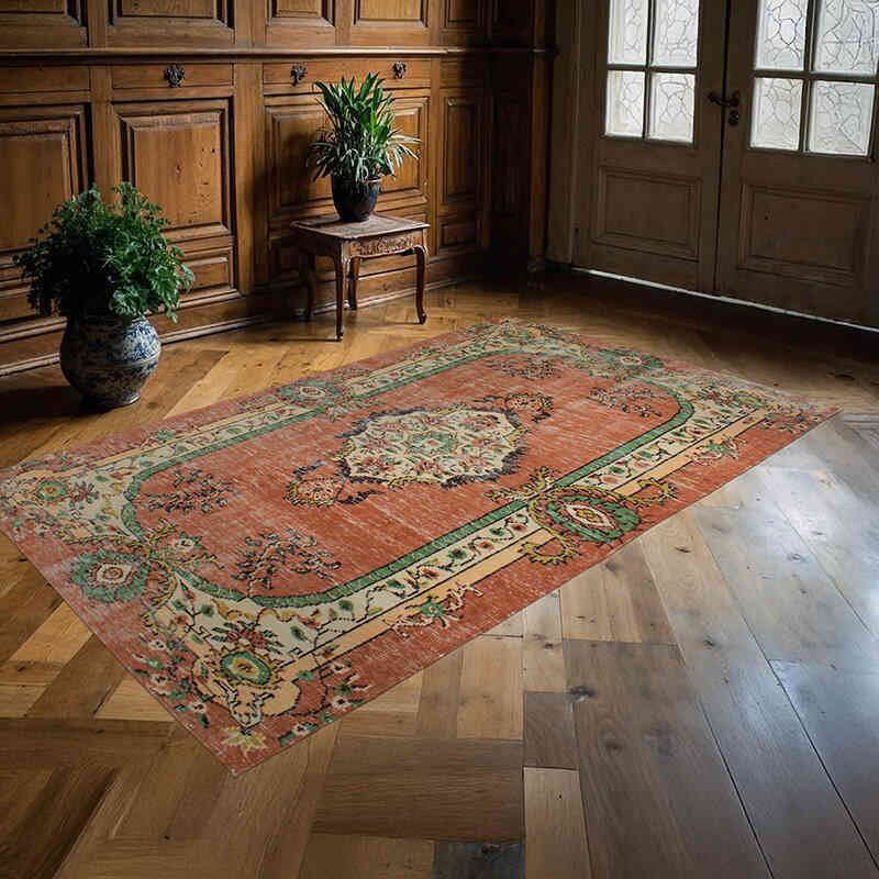 Alfombra Vintage Turca Anudada a Mano - 156 cm x 263 cm - K0076751