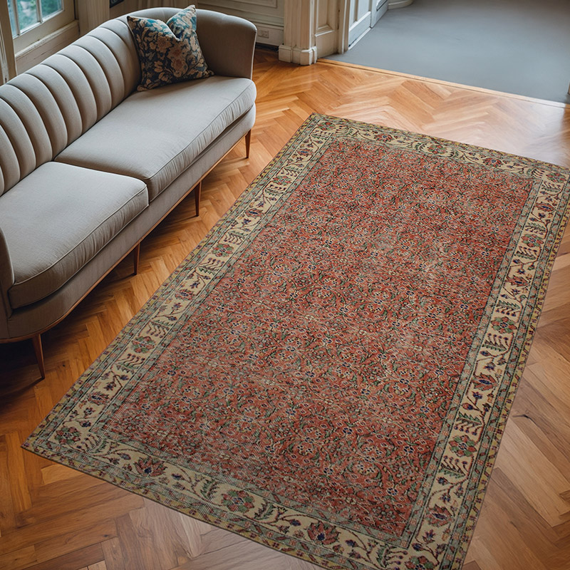Vintage Turkish Hand-Knotted Rug - 5' 3" x 8' 11" (63" x 107") - K0076756