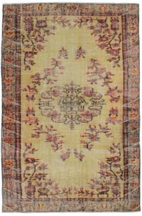 Vintage Turkish Hand-Knotted Rug - 5' 9" x 8' 9" (69" x 105")