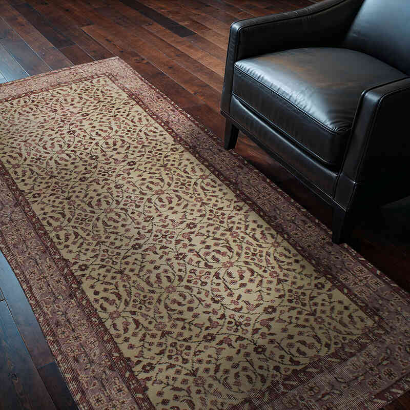 Alfombra Vintage Turca Anudada a Mano - 107 cm x 207 cm - K0076797