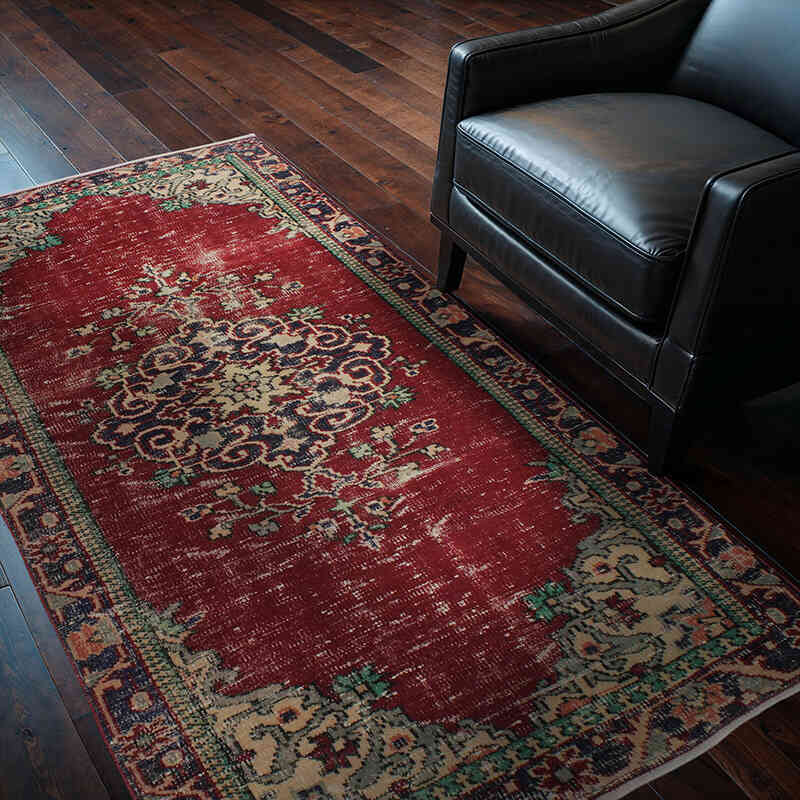 Alfombra Vintage Turca Anudada a Mano - 120 cm x 200 cm - K0076806