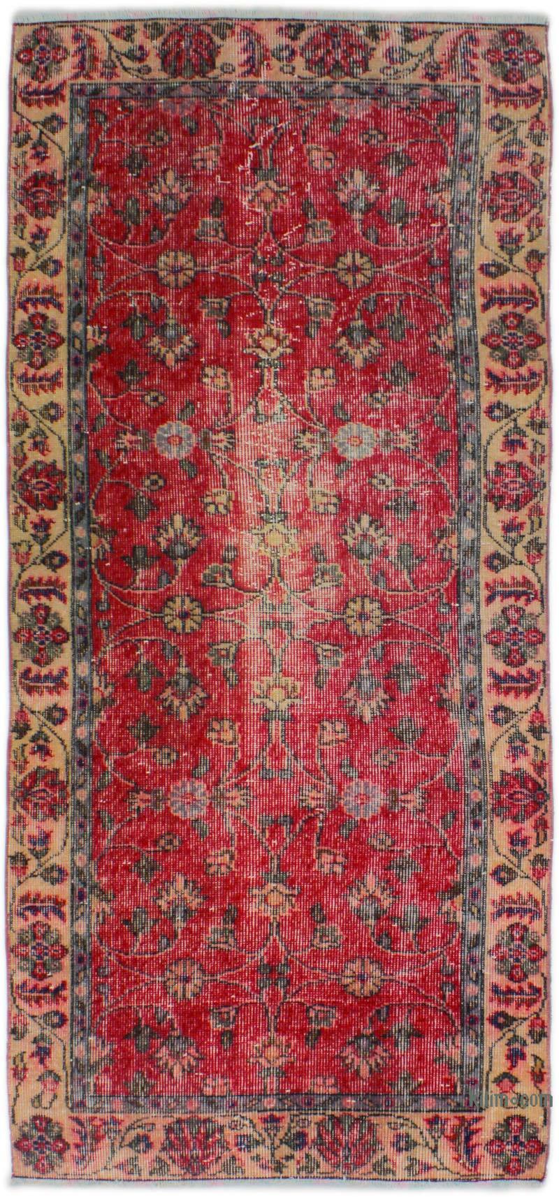 Alfombra Vintage Turca Anudada a Mano - 88 cm x 202 cm - K0076836
