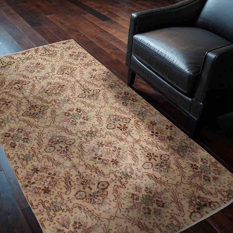 Alfombra Vintage Turca Anudada a Mano - 114 cm x 203 cm - K0076868