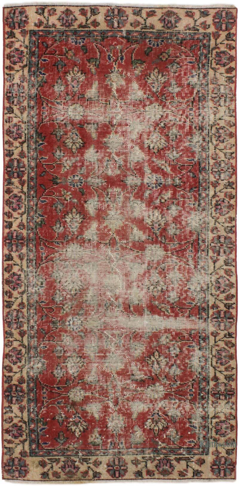 El Dokuma Vintage Halı - 90 cm x 188 cm - K0076870