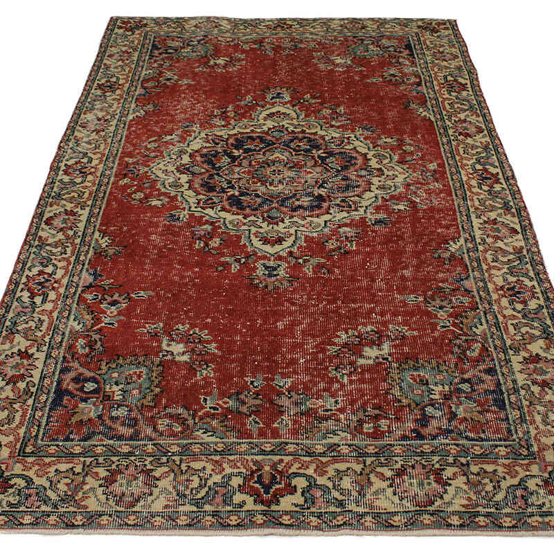 Alfombra Vintage Turca Anudada a Mano - 124 cm x 201 cm - K0076892