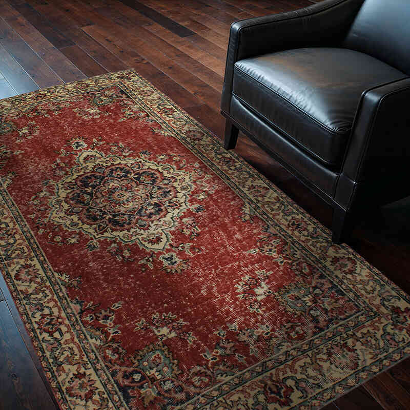 Alfombra Vintage Turca Anudada a Mano - 124 cm x 201 cm - K0076892