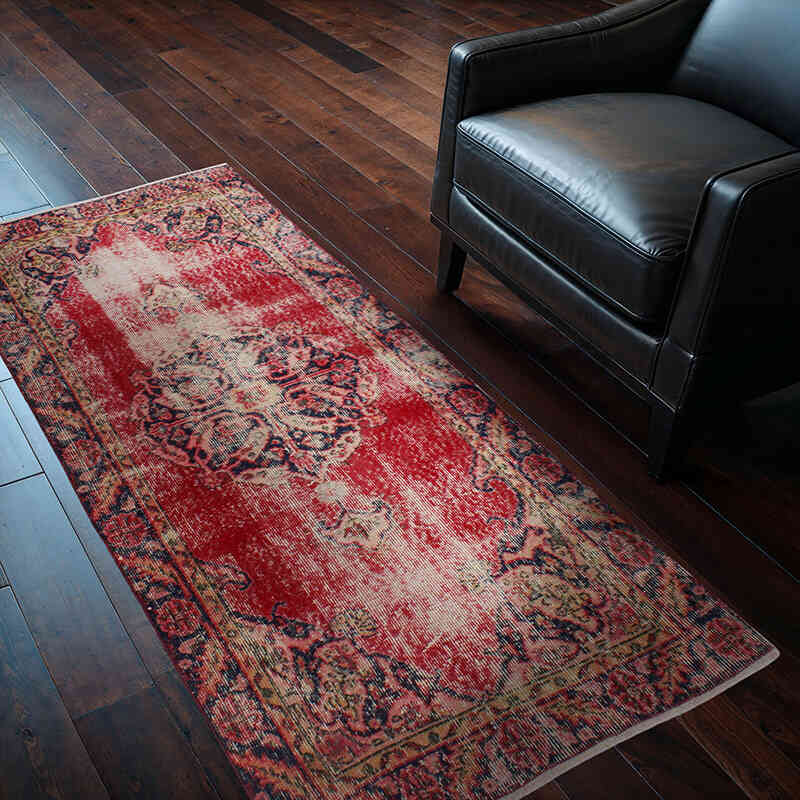 Alfombra Vintage Turca Anudada a Mano - 87 cm x 182 cm - K0076906