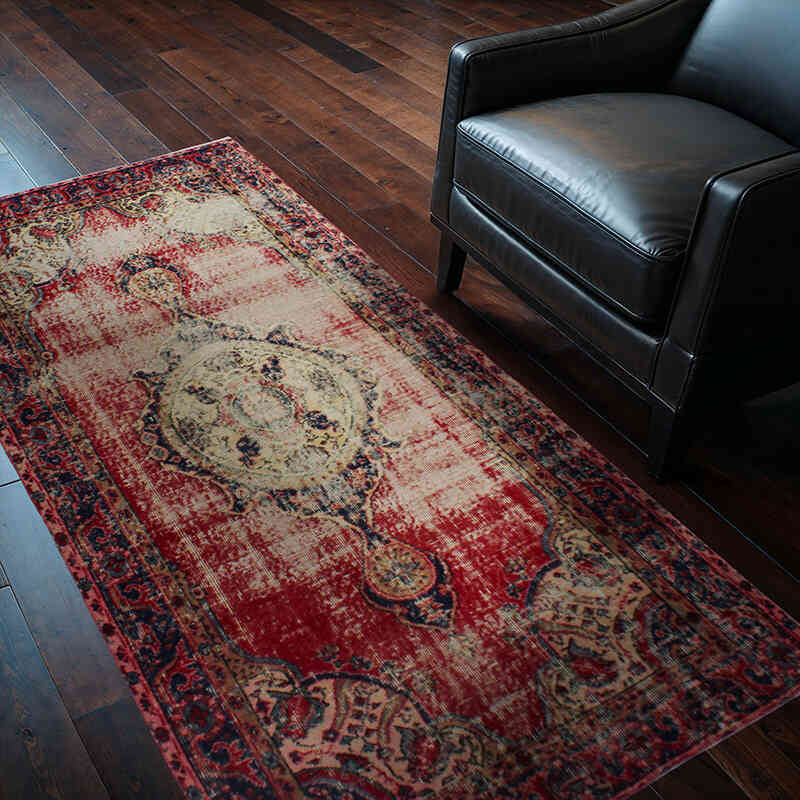 Alfombra Vintage Turca Anudada a Mano - 106 cm x 205 cm - K0076911