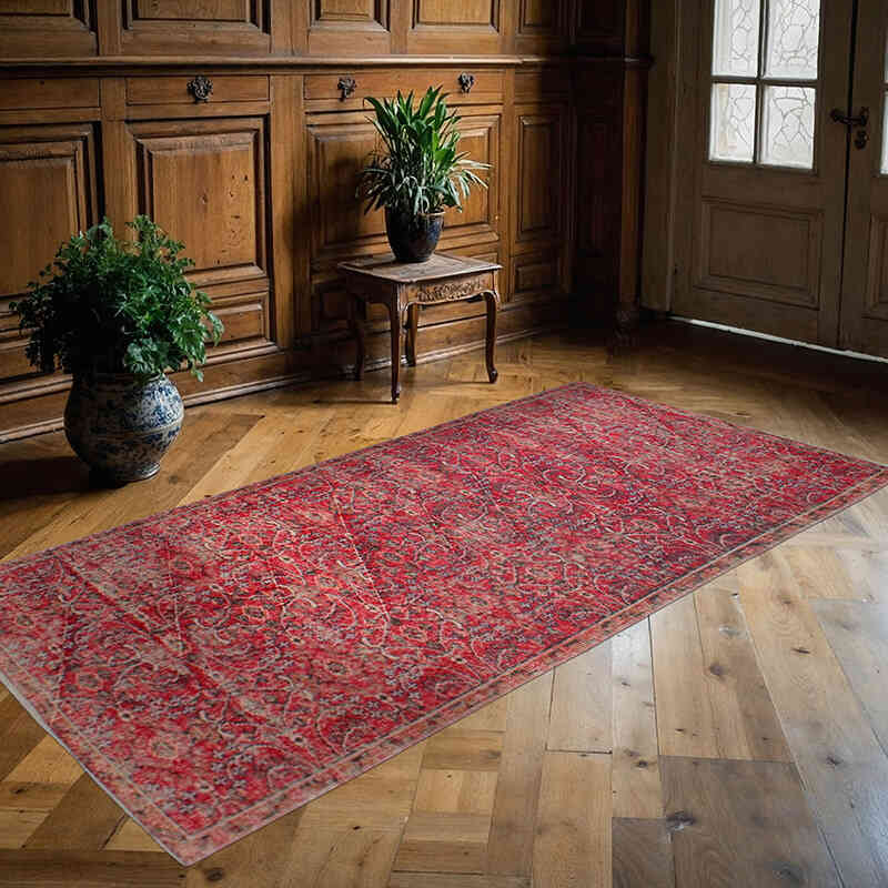 Alfombra Vintage Turca Anudada a Mano - 112 cm x 220 cm - K0076936