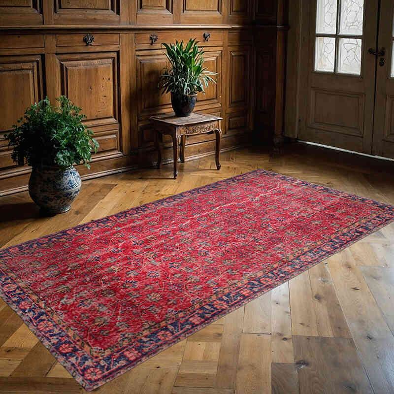 El Dokuma Vintage Halı - 116 cm x 222 cm - K0076939