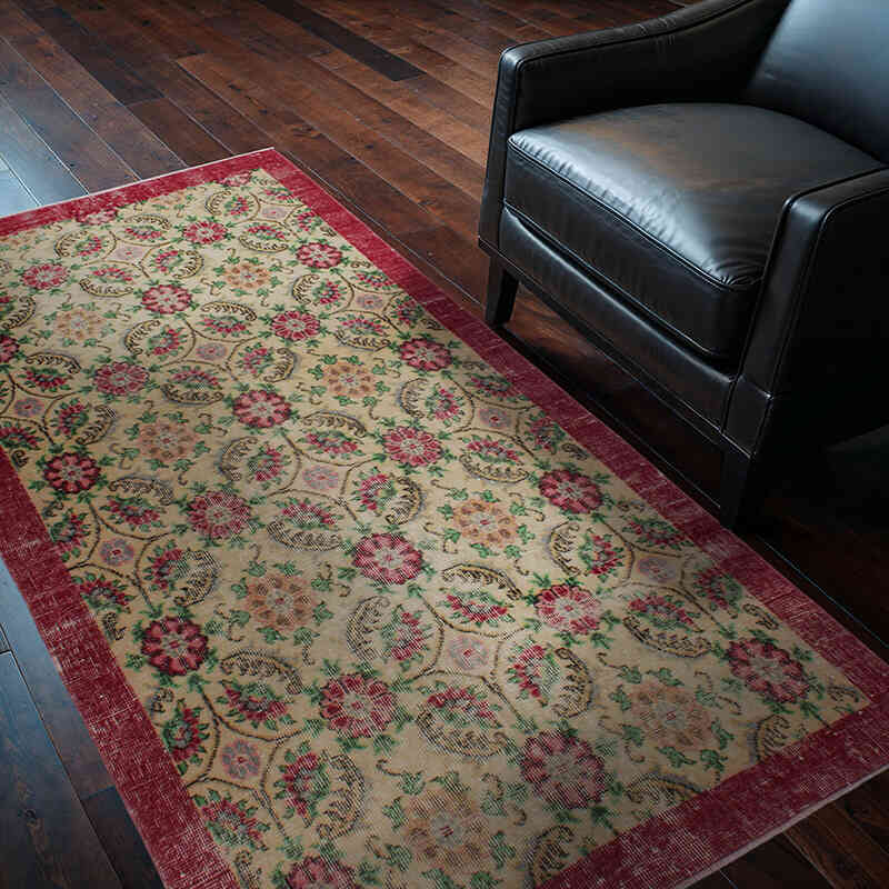 Alfombra Vintage Turca Anudada a Mano - 115 cm x 197 cm - K0076966