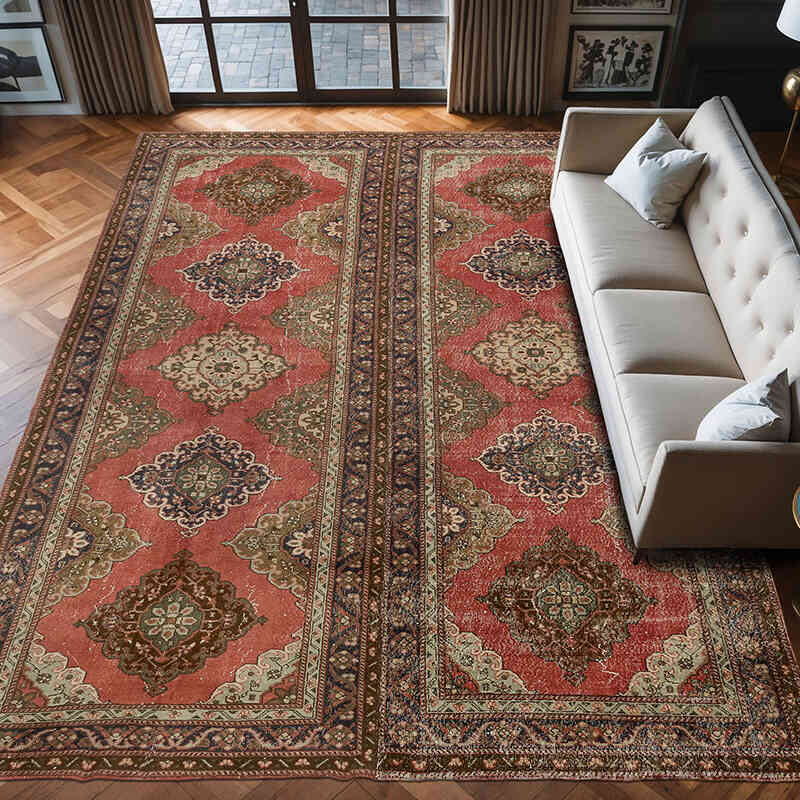 Alfombra Vintage Turca Anudada a Mano - 285 cm x 400 cm - K0076991
