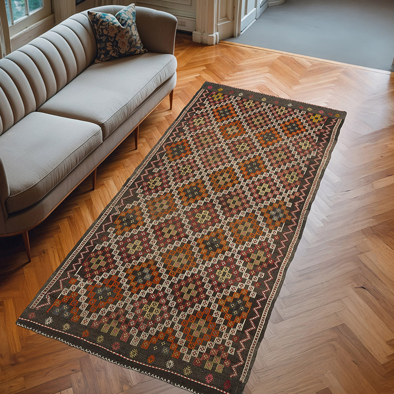 Vintage Anatolian Jijim Rug - 4' 10" x 10' 5" (58" x 125") - K0077024