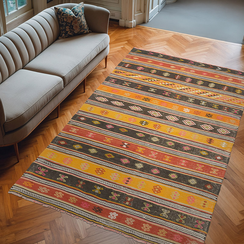 Alfombra Vintage Kilim Turca - 170 cm x 270 cm - K0077028