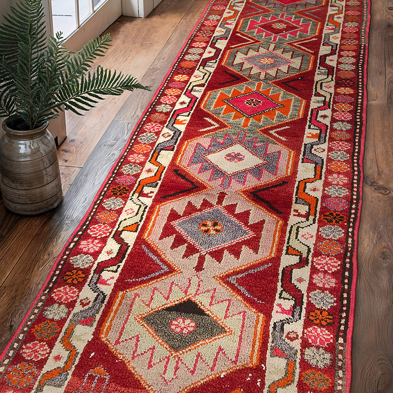 Vintage Tribal Runner Rug - 2' 11" x 10' 2" (35" x 122") - K0077055