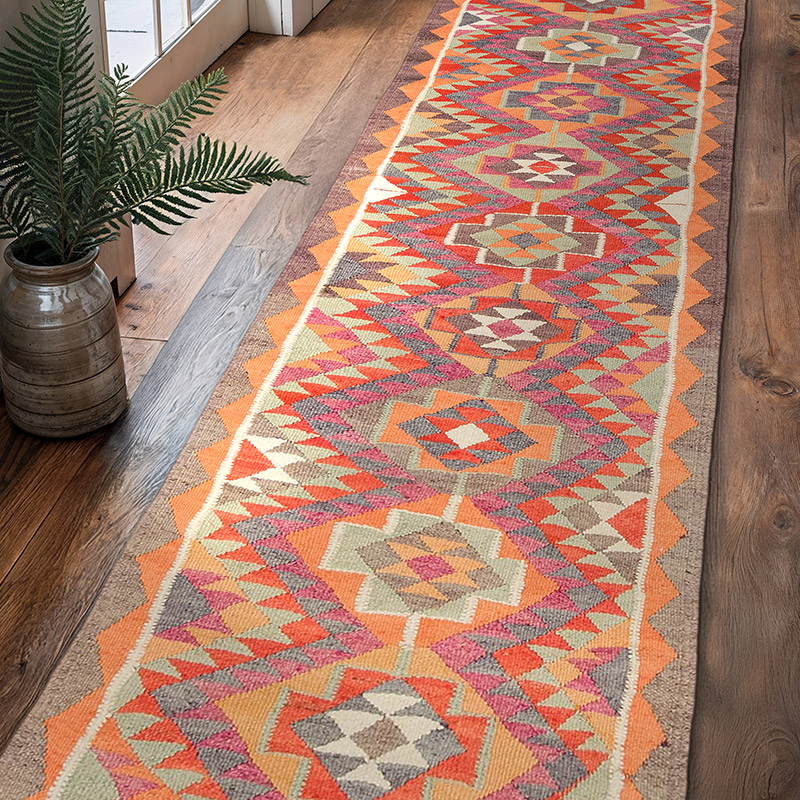 Alfombra Kilim Tribal Vintage - 85 cm x 318 cm - K0077074