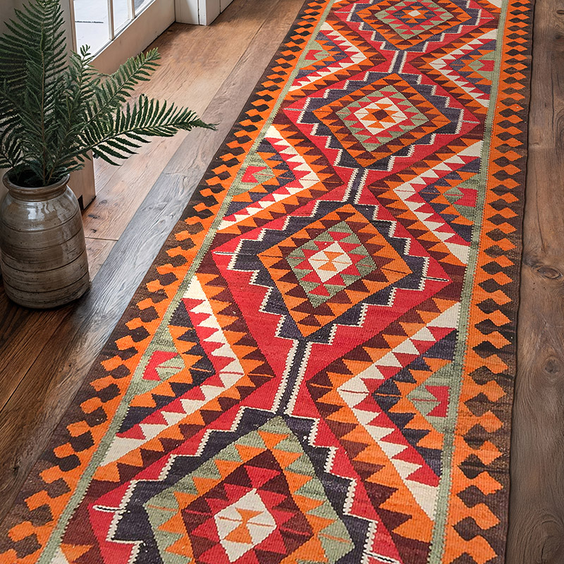 Alfombra Kilim Tribal Vintage - 94 cm x 326 cm - K0077080