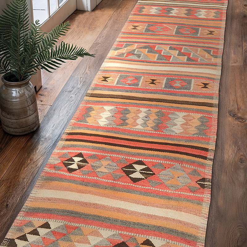 Vintage Tribal Kilim Runner - 2' 10" x 11' 5" (34" x 137") - K0077082