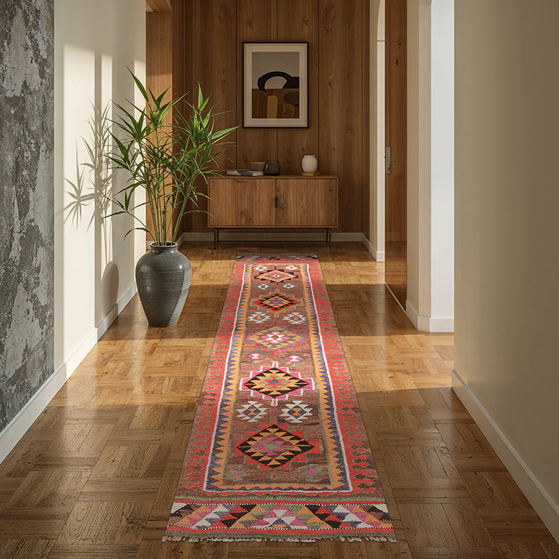 Vintage Tribal Kilim Runner - 2' 11" x 9' 7" (35" x 115") - K0077084