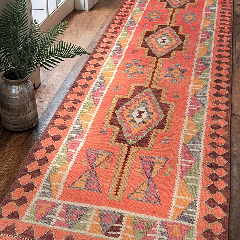 Vintage Tribal Kilim Runner - 3' 3" x 9' 11" (39" x 119") - K0077088