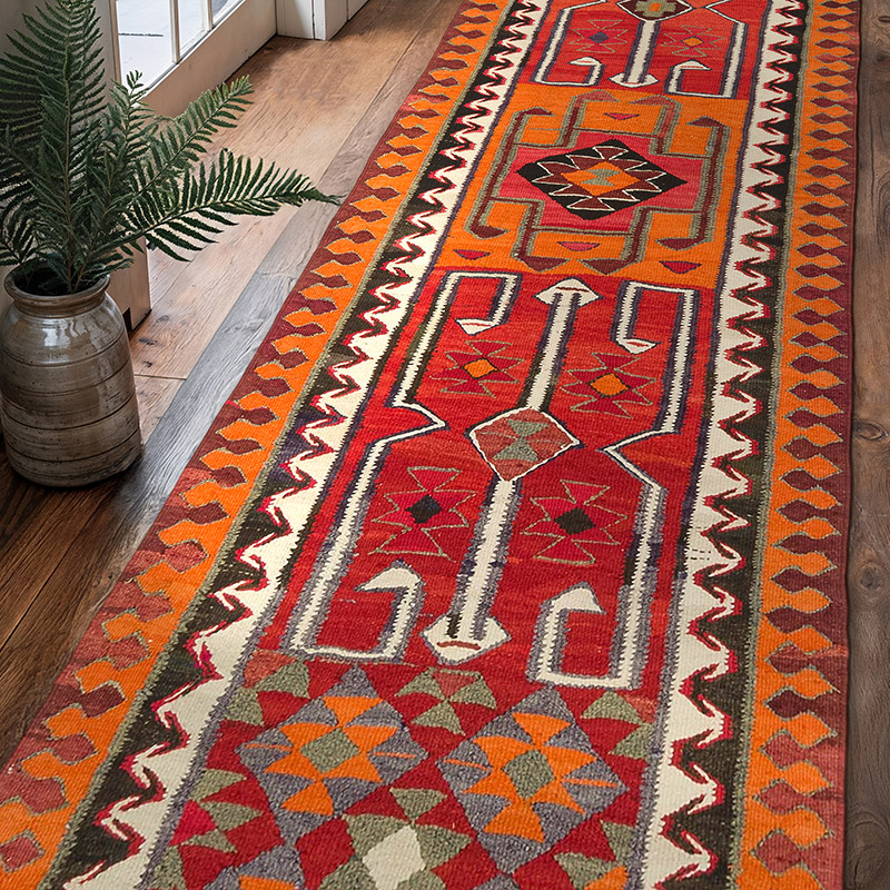 Alfombra Kilim Tribal Vintage - 100 cm x 318 cm - K0077102