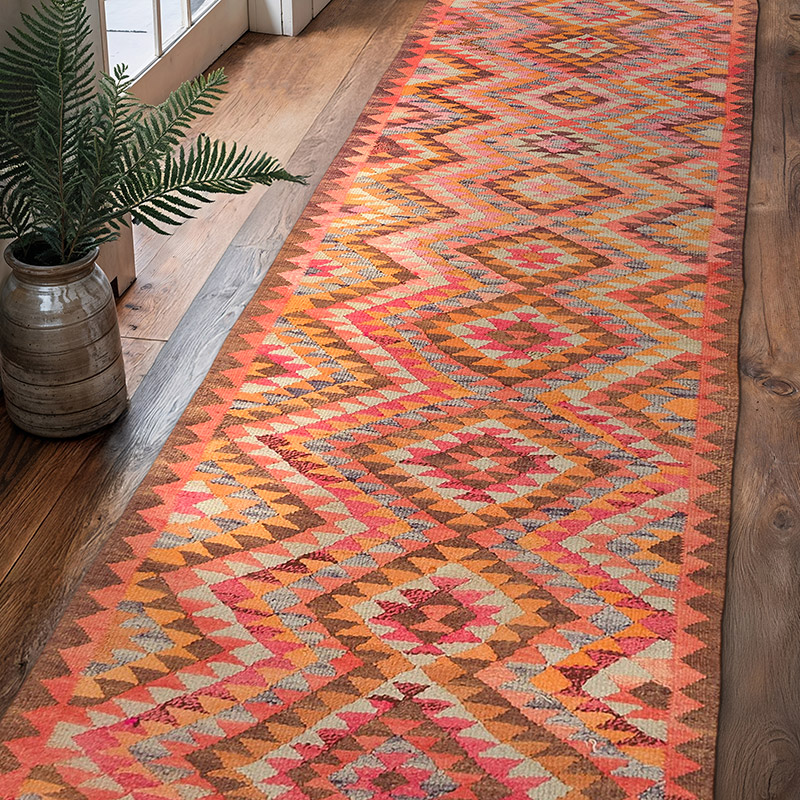 Vintage Tribal Kilim Runner - 2' 11" x 10' 1" (35" x 121") - K0077113
