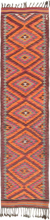 Alfombra Kilim Tribal Vintage - 85 cm x 341 cm