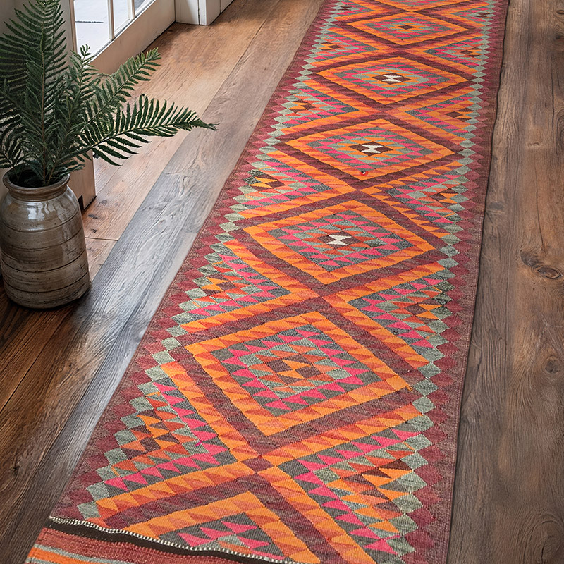 Alfombra Kilim Tribal Vintage - 85 cm x 341 cm - K0077116