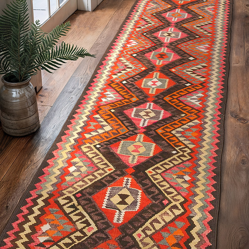 Alfombra Kilim Tribal Vintage - 84 cm x 307 cm - K0077117