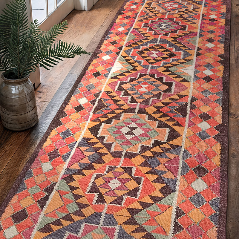 Vintage Tribal Kilim Runner - 3' 1" x 9' 11" (37" x 119") - K0077120