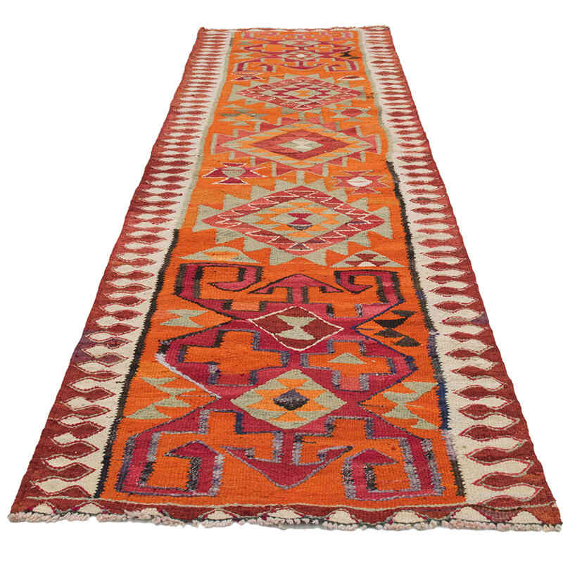 Vintage Tribal Kilim Runner - 3' 1" x 10' 7" (37" x 127") - K0077124