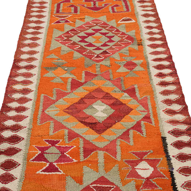 Vintage Tribal Kilim Runner - 3' 1" x 10' 7" (37" x 127") - K0077124
