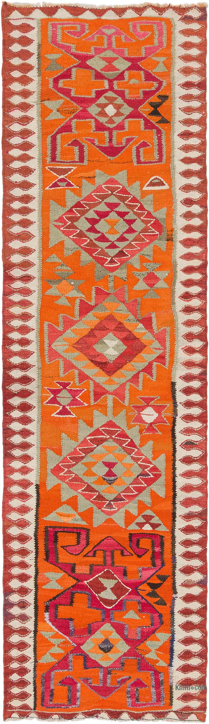 Vintage Tribal Kilim Runner - 3' 1" x 10' 7" (37" x 127") - K0077124