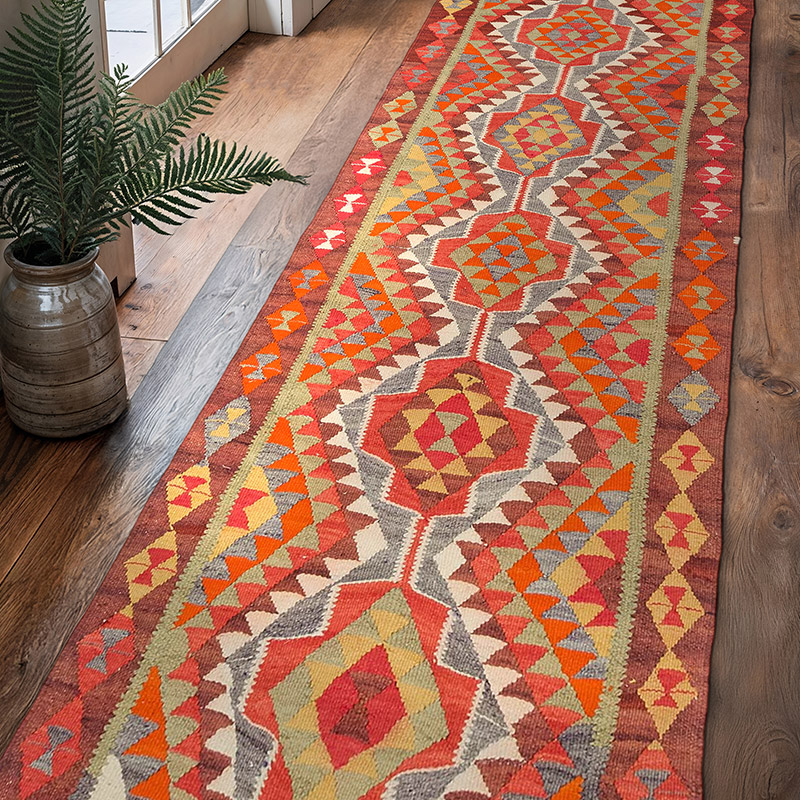 Alfombra Kilim Tribal Vintage - 100 cm x 354 cm - K0077127